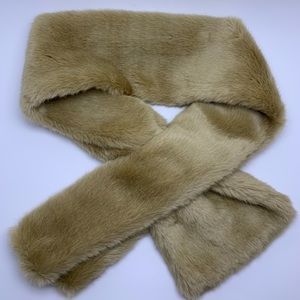 Talbots tan faux fur pull-through scarf NWT